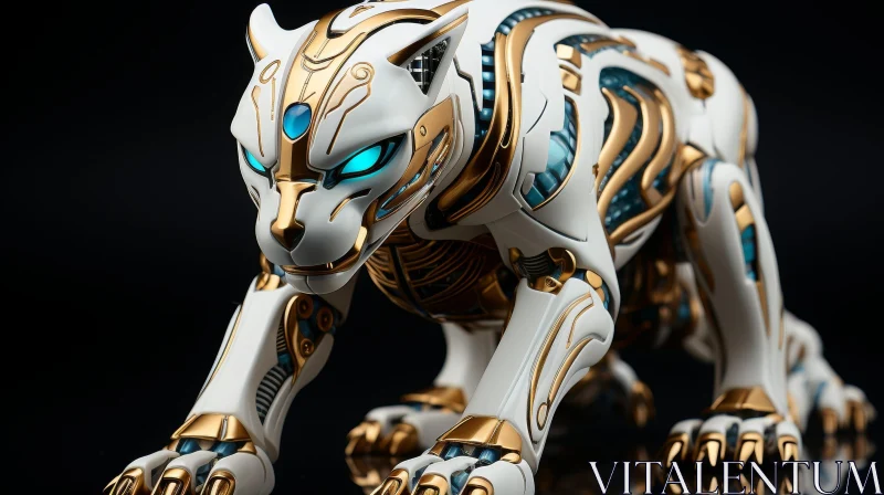 Robotic Panther - Intricate Metal Plate Fur - Digital Art AI Image
