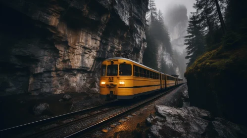 Yellow Train in Mysterious Gorge