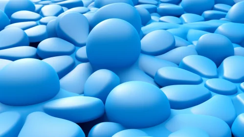 Blue Pebble Ground 3D Rendering - Realistic Texture