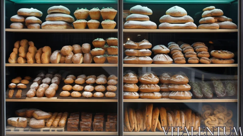 Delicious Bakery Display: Freshly Baked Goods Showcase AI Image