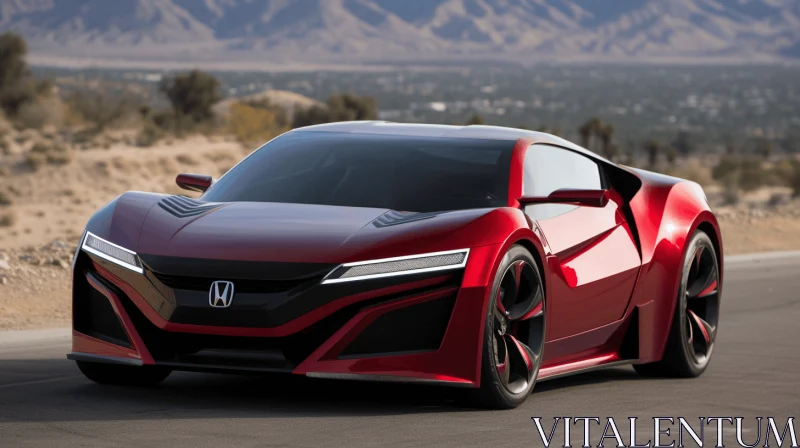 Discover the Exquisite Honda Concept Car in Dark Red | Hyper-Realistic Rendering AI Image