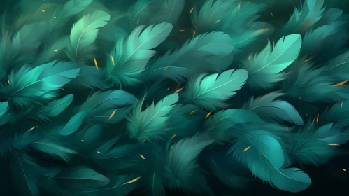 Green Feather Pattern Background