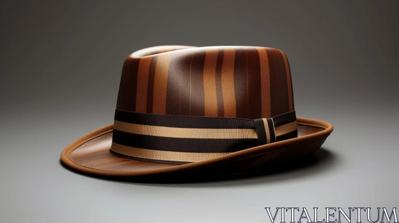AI ART Brown Fedora Hat with Striped Pattern - 3D Rendering