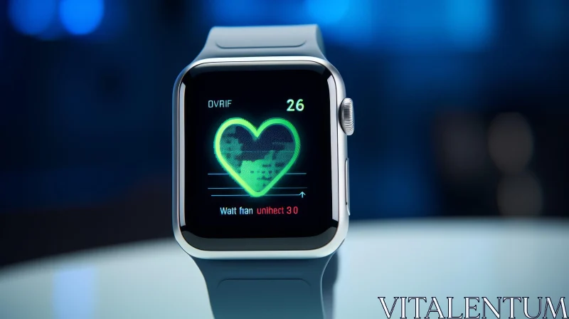 Green Heart Rate Smartwatch Close-up AI Image