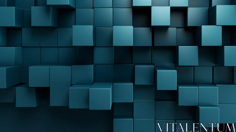 Intriguing 3D Blue and Gray Cube Background Art AI Image
