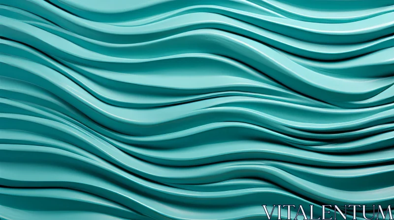 Tranquil 3D Wavy Surface | Depth & Dimension | Blue-Green Hue AI Image