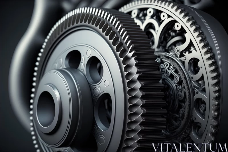 Close-Up of Gears on Black Background | Meticulous Realism AI Image
