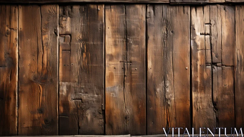Dark Wooden Wall Texture - Rustic Planks with Knots and Cracks AI Image