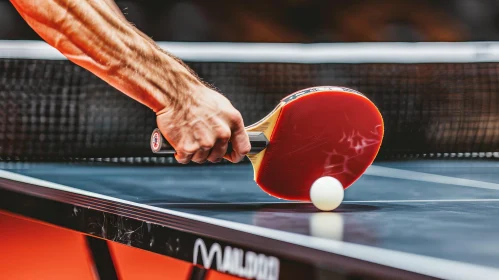 Dynamic Table Tennis Player Hits Ball - Action Shot