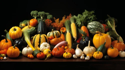 Exquisite Still Life of Colorful Vegetables on Wooden Table