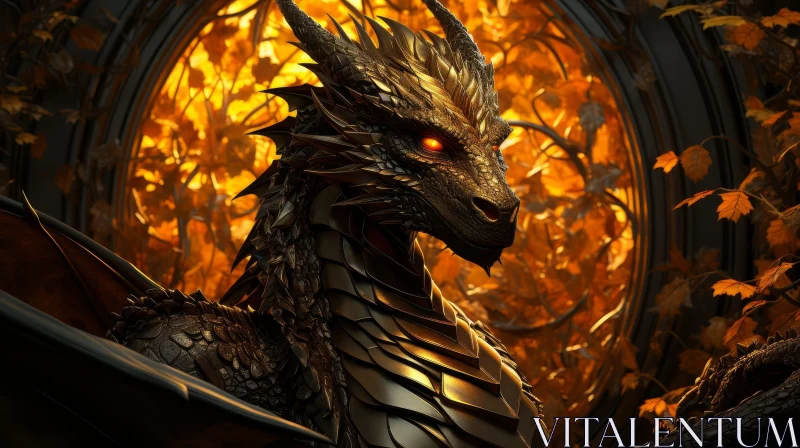 Gold Dragon Fantasy Digital Art AI Image