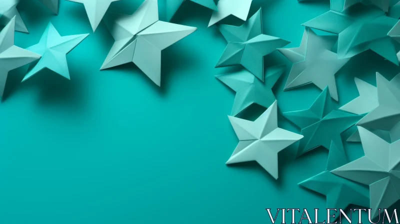 Handmade Paper Stars Texture in Blue and Green AI Image
