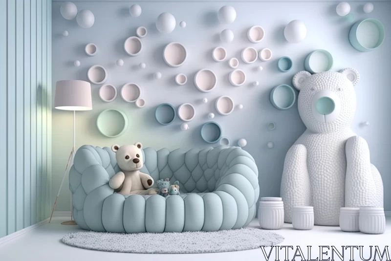 Teddy Bear in Child's Room: Captivating 3D Pop Art AI Image
