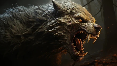 Werewolf in Dark Forest - Digital Painting