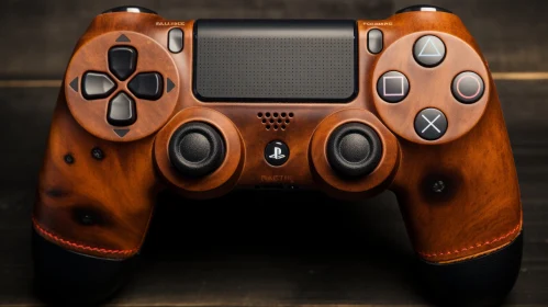 Brown and Black Video Game Controller on Wooden Table