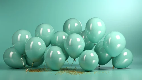 Green Balloons Clustered 3D Rendering