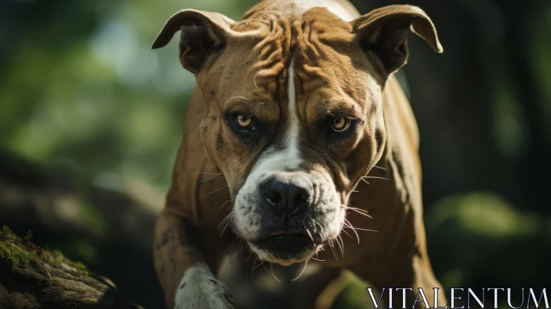 AI ART Intense Pit Bull Terrier Dog Close-Up