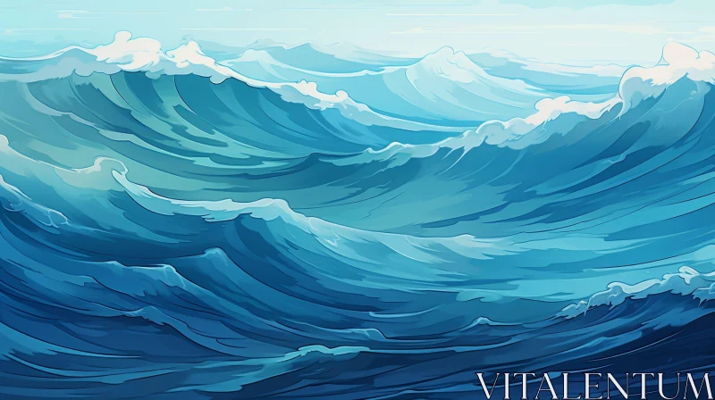 Powerful Sea Storm Painting AI Image