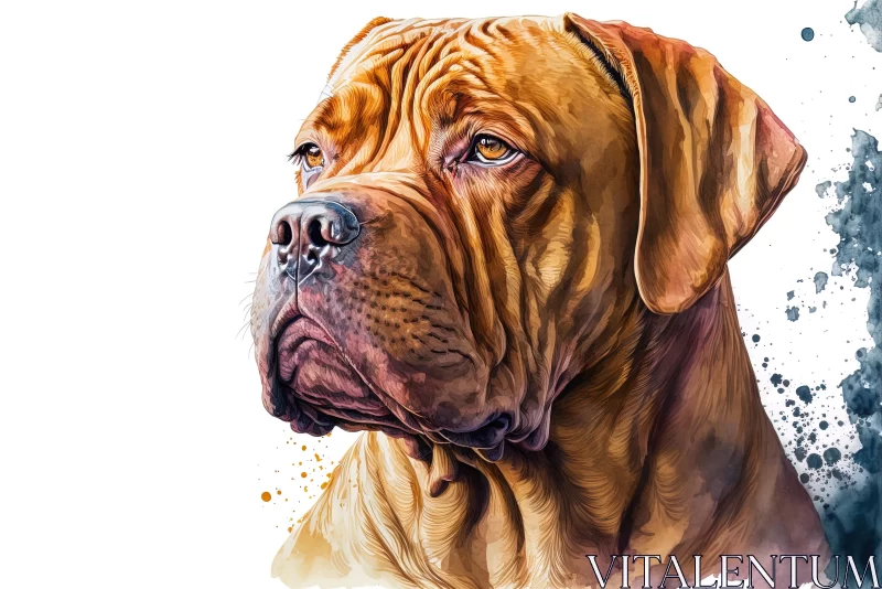 Realistic Watercolor Painting of a Dog on White Background AI Image