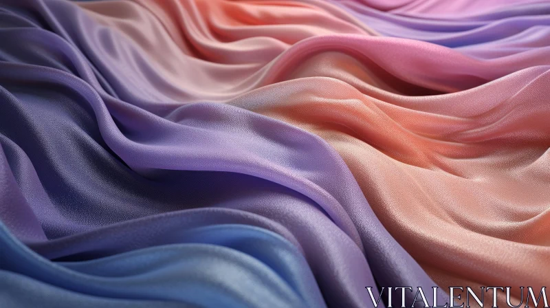 AI ART Blue Purple Silk Fabric Gradient Close-Up