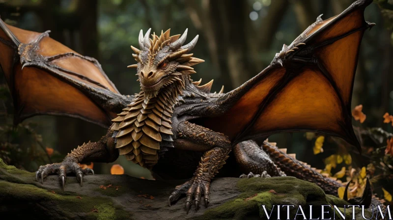 Brown Dragon in Forest - Digital Painting Brown Dragon in Forest - Digital Painting