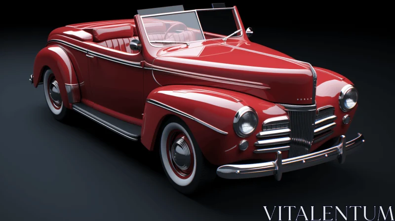 Elegant Red Vintage Car | Realistic Rendering AI Image