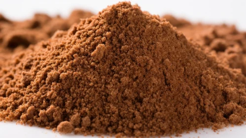 Exquisite Cocoa Powder Close-Up on White Background
