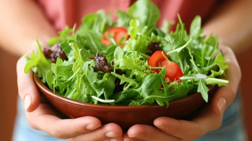 Fresh Green Salad with Red Tomatoes - Healthy Food Concept