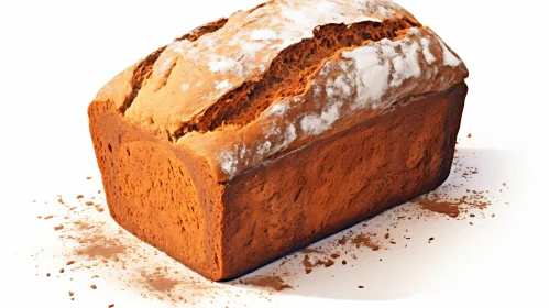 Golden Brown Bread Loaf on White Background