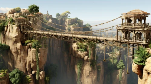 Majestic Rope Bridge Over Deep Chasm