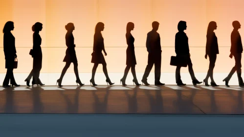 Silhouette of People Walking in Business Attire