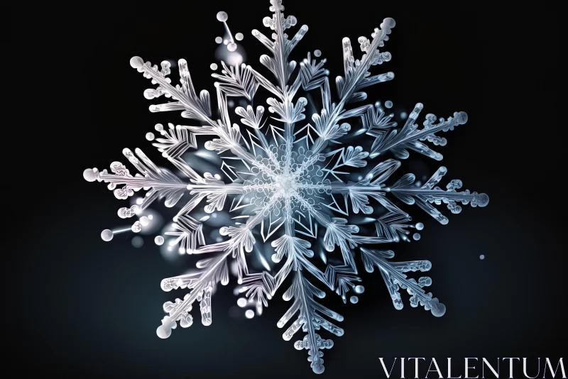 Snowflake Isolated on Dark Background | Digitally Enhanced Liquid Metal AI Image