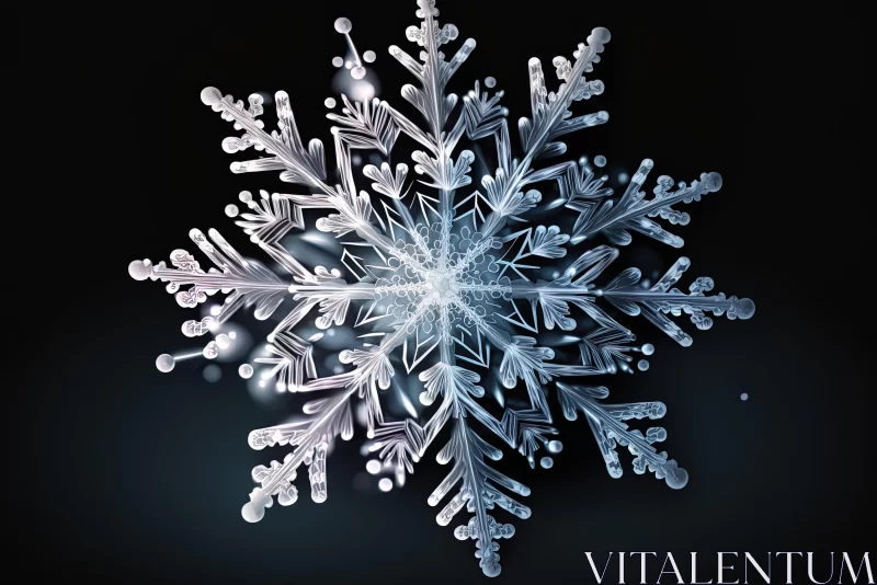 Snowflake Isolated on Dark Background | Digitally Enhanced Liquid Metal Snowflake Isolated on Dark Background | Digitally Enhanced Liquid Metal