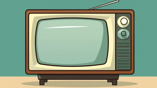 Vintage Cartoon Television Set Drawing