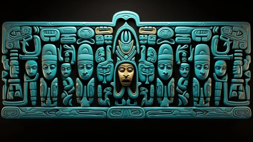 Ancient Mayan Gods Mural - 3D Rendering