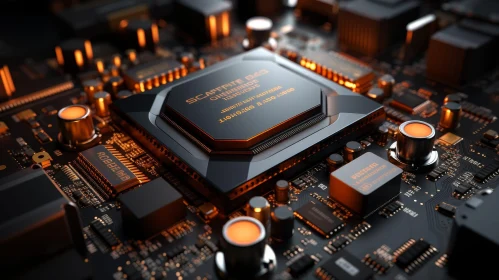 Computer Circuit Board with Central Processing Unit (CPU)