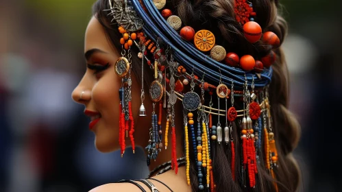 Enchanting Woman with Elaborate Jewelry and Headscarf