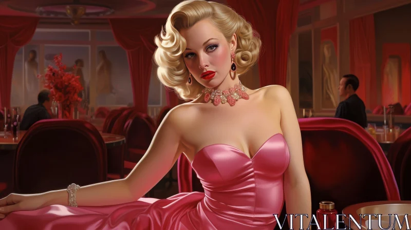 Glamorous Woman in Pink Dress AI Image
