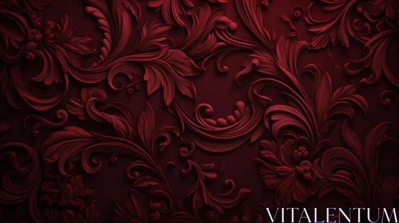 Red Damask Floral Pattern | Seamless 3D Rendering