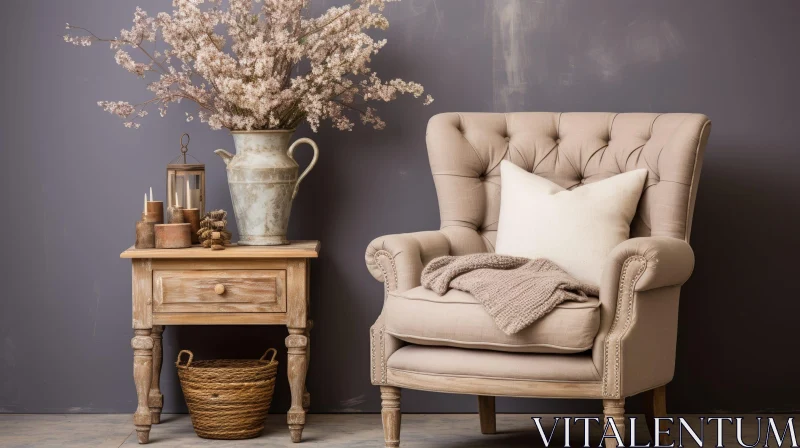 Vintage Armchair with Flowers and Candles AI Image
