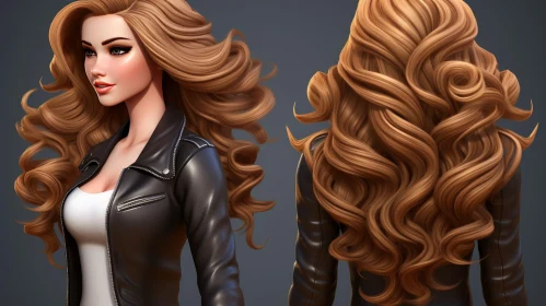 Young Woman 3D Illustration - Confidence and Fashion