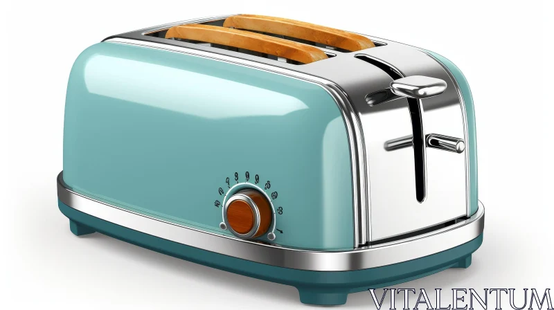 AI ART Blue Toaster with Bread - Kitchen Appliance