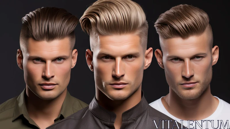 Casual Men Portrait with Different Hairstyles AI Image