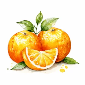 Delicate Watercolor Illustration of an Orange Fruit on a White Background