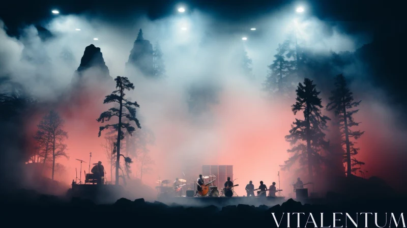 Enigmatic Forest Band Performance AI Image