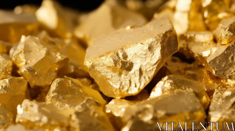 Glinting Gold Nuggets on Black Background AI Image