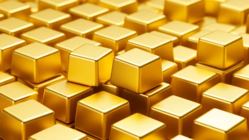 Luxurious Gold Cubes 3D Rendering