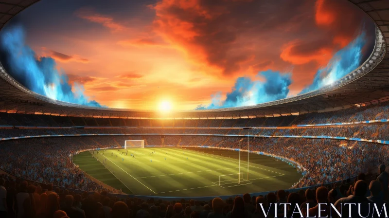 Modern Stadium Football Match Cityscape AI Image