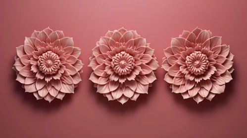 Pink Flowers 3D Render on Pink Background