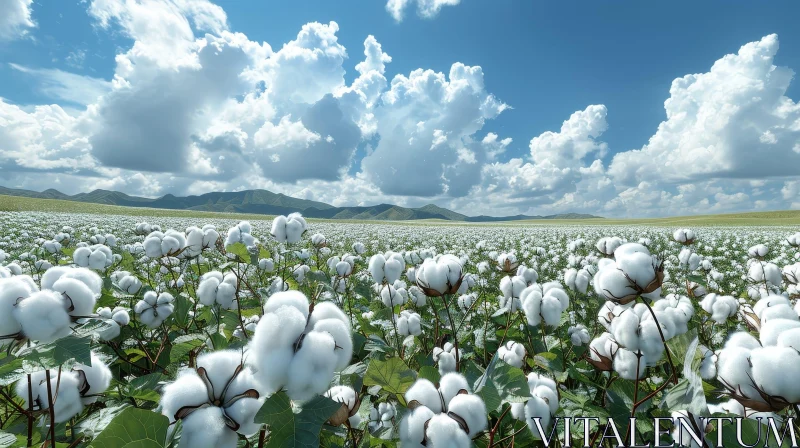 Serene Cotton Field Landscape AI Image